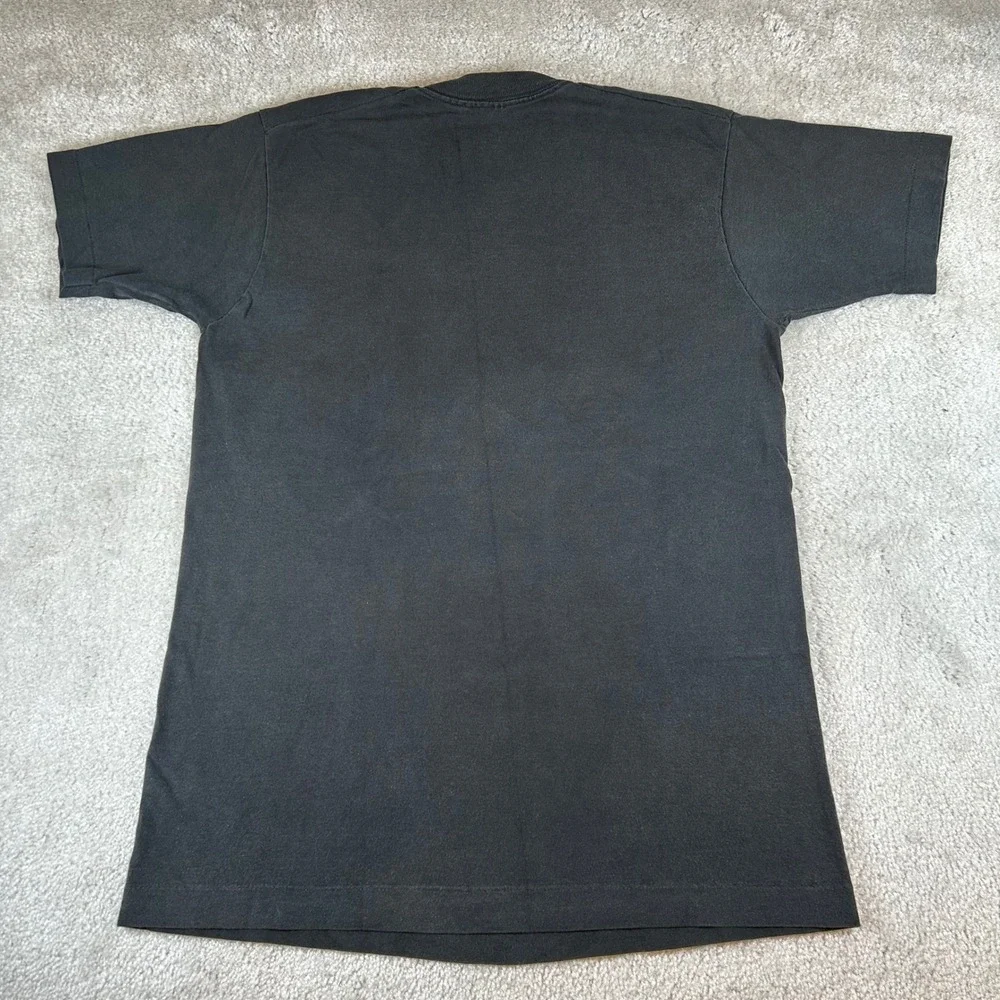 Vintage 90s Champion T-Shirt Men's Medium Black Script Logo Single Stitch Cotton - Picture 5 of 10